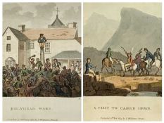 AFTER E PUGH 19th century hand coloured engravings, a pair - 'A visit to Cader Idris' and '