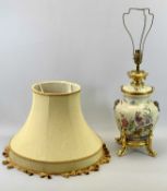 VICTORIAN JAPANESE SATSUMA OIL LAMP - with gilded metal fittings, converted to electricity, with