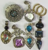 MIXED JEWELLERY & COLLECTABLES GROUP - to include four modern 925 stamped large pendants, circular