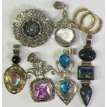 MIXED JEWELLERY & COLLECTABLES GROUP - to include four modern 925 stamped large pendants, circular