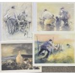 WILLIAM SELWYN limited edition colour prints (4) - (129/500) - fishermen at sunset, 32 x 38.5cms, (