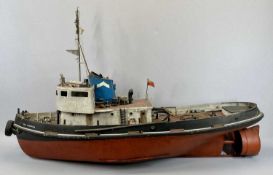 SCALE MODEL TUG BOAT - 'Sea Griffon', blue funnel with white chevron, white bridge with red and