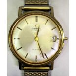 9CT GOLD CASED GENT'S OMEGA DE VILLE SEAMASTER AUTOMATIC WRISTWATCH - with expanding metal bracelet,