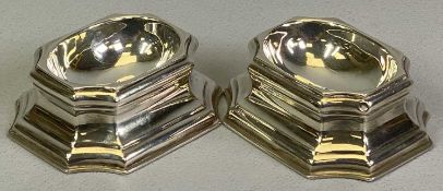 VICTORIAN SILVER TRENCHER SALTS, A PAIR - London 1884, Maker George Lambert & Co, having dished