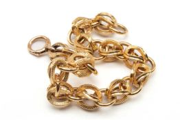 FANCY-LINK GOLD BRACELET, approx. gross wt. 18.5g Comments: mark rubbed, appears to be stamped '15'
