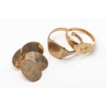 9CT GOLD JEWELLERY comprising pair of cufflinks and two signet rings, 8.5gms gross (4) Provenance: