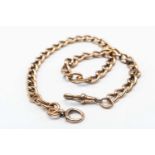 9 CT GOLD CURBLINK ALBERT CHAIN, lobster claw clasp, stamped '375', 38cm long, wt. 31.18g approx.