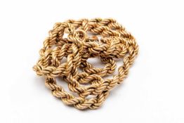 9CT GOLD ROPE TWIST NECKLACE, 39.5cms long, 7.9gms Provenance: private collection Carmarthenshire