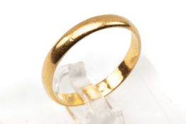 22CT GOLD WEDDING BAND, ring size Q, 3.1gms Provenance: private collection Ceredigion