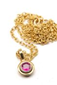 18CT GOLD PINK SAPPHIRE PENDANT on 18ct gold chain, 3.3gms Provenance: private collection