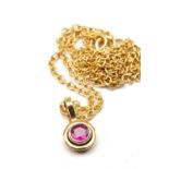 18CT GOLD PINK SAPPHIRE PENDANT on 18ct gold chain, 3.3gms Provenance: private collection