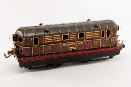 HORNBY O GAUGE TINPLATE METROPOLITAN 'BO-BO' ELECTRIC LOCOMOTIVE 0-4-0-, maroon livery, gilt '