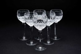 SET OF SIX WATERFORD CUT GLASS WINE GLASSES, etched marked to bases (6) Provenance: private