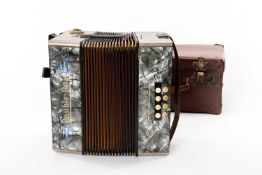 HOHNER 'DOUBLE-RAY' CONCERTINA, circa 1940, 20 keys, finished in marbled grey plastic, with