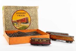 EARLY HORNBY O GAUGE CLOCKWORK 'METROPOLITAN' TRAIN SET IN ORIGINAL SET BOX, with BO-BO 040