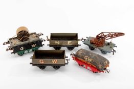 ASSORTED HORNBY PRE-WAR TINPLATE ROLLING STOCK, Great Western and North Eastern Railway liveries