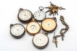 ASSORTED POCKET WATCHES, including mid Vicotian silver pair cased watch, Late Victorian silver