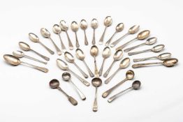 ASSORTED ANTIQUE SILVER SPOONS, to include various teaspoons and condiment spoons, various