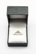 18CT WHITE GOLD DIAMOND SOLITAIRE RING, the single stone measuring 0.34cts, ring size O, 2.2gms,