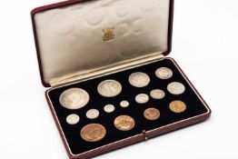 1937 GEORGE VI SPECIMEN COIN SET, in original Royal Mint presentation case, 15 coin set from crown