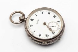 GV SILVER POCKET WATCH, Chester 1919, key wind movement, white enamel dial with Roman numerals,