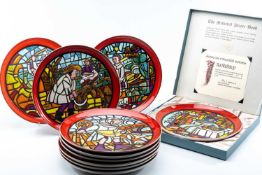 POOLE POTTERY MEDIEVAL CALENDAR SERIES PLATES, 10 of 12, missing March & December, some boxed with