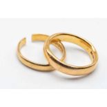 TWO 22CT GOLD WEDDING BANDS, 8.7gms gross (2) Provenance: deceased estate Ceredigion /