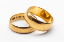 TWO 22CT GOLD WEDDING BANDS, 10.3gms gross (2) Provenance: deceased estate Ceredigion / London