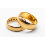 TWO 22CT GOLD WEDDING BANDS, 10.3gms gross (2) Provenance: deceased estate Ceredigion / London