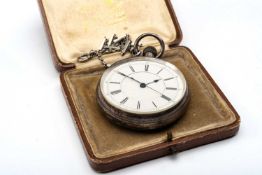 SILVER LEVER CENTRE SECONDS CHRONOGRAPH POCKET WATCH, London 1888, 3/4 plate frosted movement, No.
