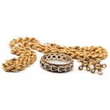 ASSORTED JEWELLERY comprising 9ct gold rope twist chain, pair of 9ct gold flowerhead earrings and