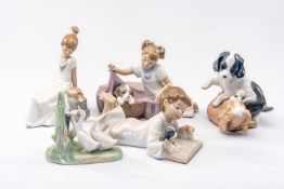 ASSORTED NAO PORCELAIN FIGURES, comprising 'Duck's group', 'Twerp and Mikie puppies', 'Repeat