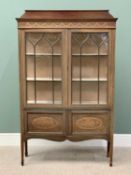 INLAID MAHOGANY DISPLAY CABINET - late 19th Century, raised back above a moulded cornice, astragal