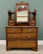 MAHOGANY MIRRORED DRESSING CHEST - late 19th Century, arched bevelled mirror with rectangular