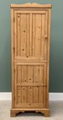 STRIPPED PINE FOOD CUPBOARD - panelled double doors with vent panels to either side of the lower