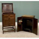 OAK GRAMOPHONE CABINET - early 20th Century, with lift-up lid over double cupboards with four doors,