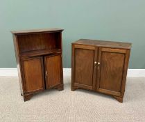VINTAGE MAHOGANY TWO DOOR CABINETS (2) - to include a string inlaid example with curved front open