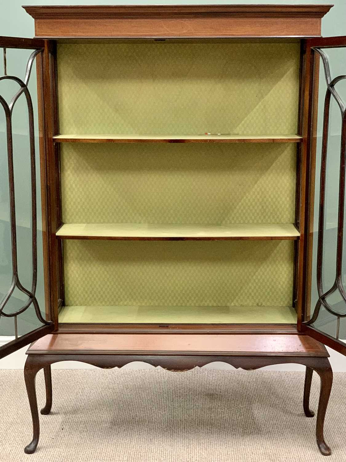 INLAID MAHOGANY DISPLAY CABINET - late 19th Century, moulded cornice over astragal glazed twin - Image 2 of 4
