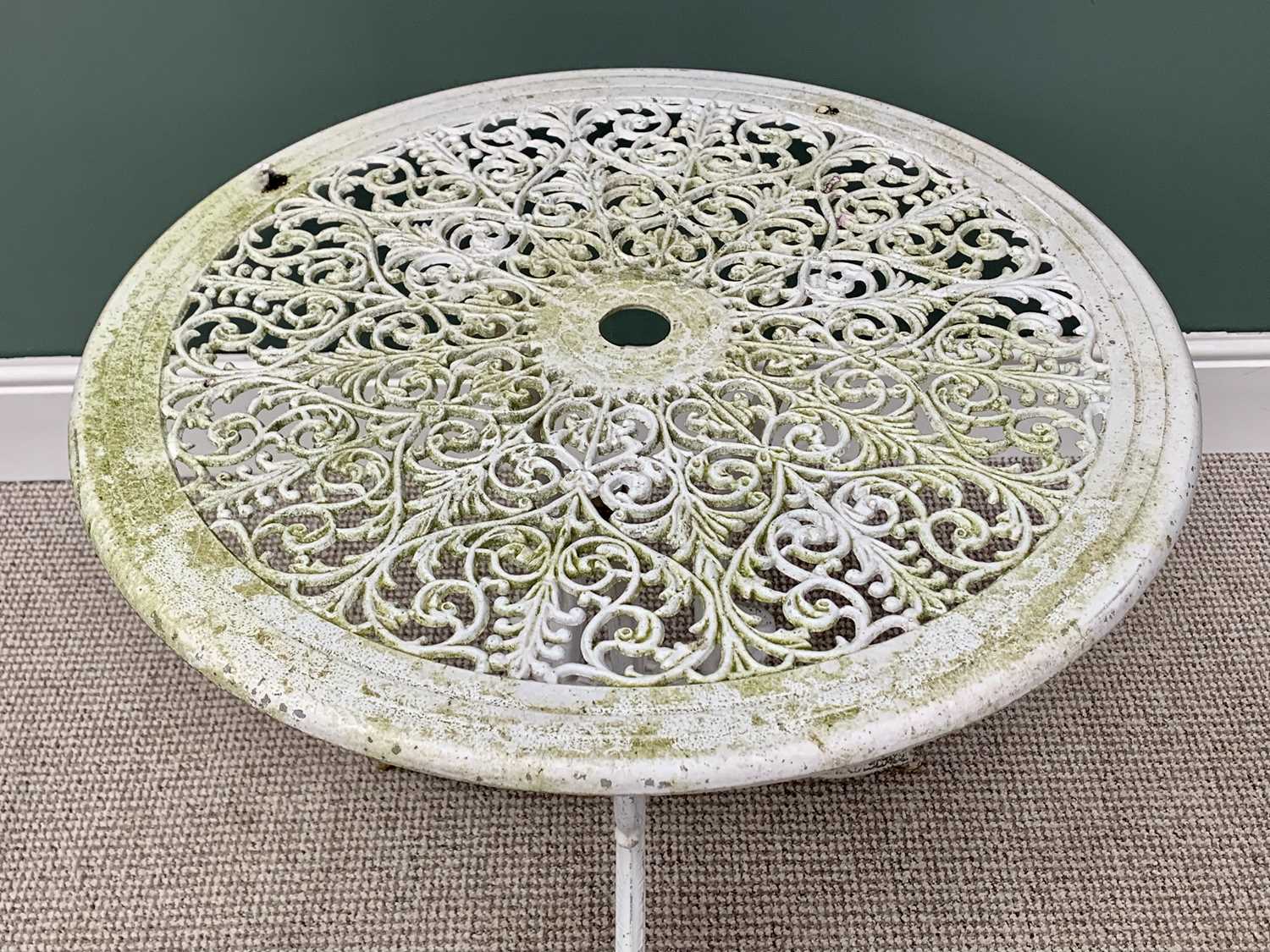 PAINTED CAST ALUMINIUM GARDEN SET - comprising circular table with tripod base, 65cms H, 69cms - Image 2 of 4