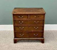NEAT ANTIQUE REPRODUCTION CROSSBANDED MAHOGANY CHEST - having two short over three long oak lined