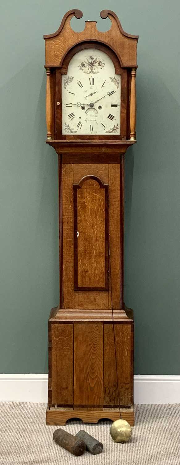 W ROBERTS, TAUNTON, OAK & MAHOGANY LONGCASE CLOCK - mid 19th Century, signed arched painted enamel - Image 2 of 10