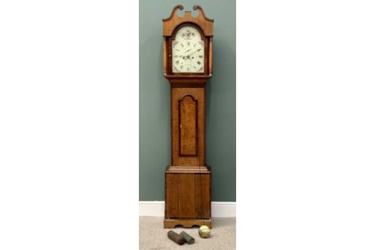 W ROBERTS, TAUNTON, OAK & MAHOGANY LONGCASE CLOCK - mid 19th Century, signed arched painted enamel - Image 2 of 10