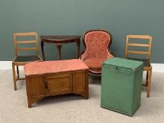 VINTAGE & LATER FURNITURE PARCEL (5) - to include a button upholstered spoonback reproduction
