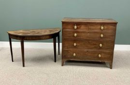 GEORGIAN MAHOGANY CHEST - for restoration, with crossbanding and string inlay, having two short