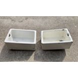 CERAMIC BELFAST SINKS (2) - similarly sized, 26cms H, 62cms W, 40cms D (the largest)