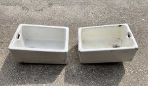 CERAMIC BELFAST SINKS (2) - similarly sized, 26cms H, 62cms W, 40cms D (the largest)