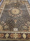 KESHAN ORIENTAL WOOL RUG - all over floral design, 250 x 350cms