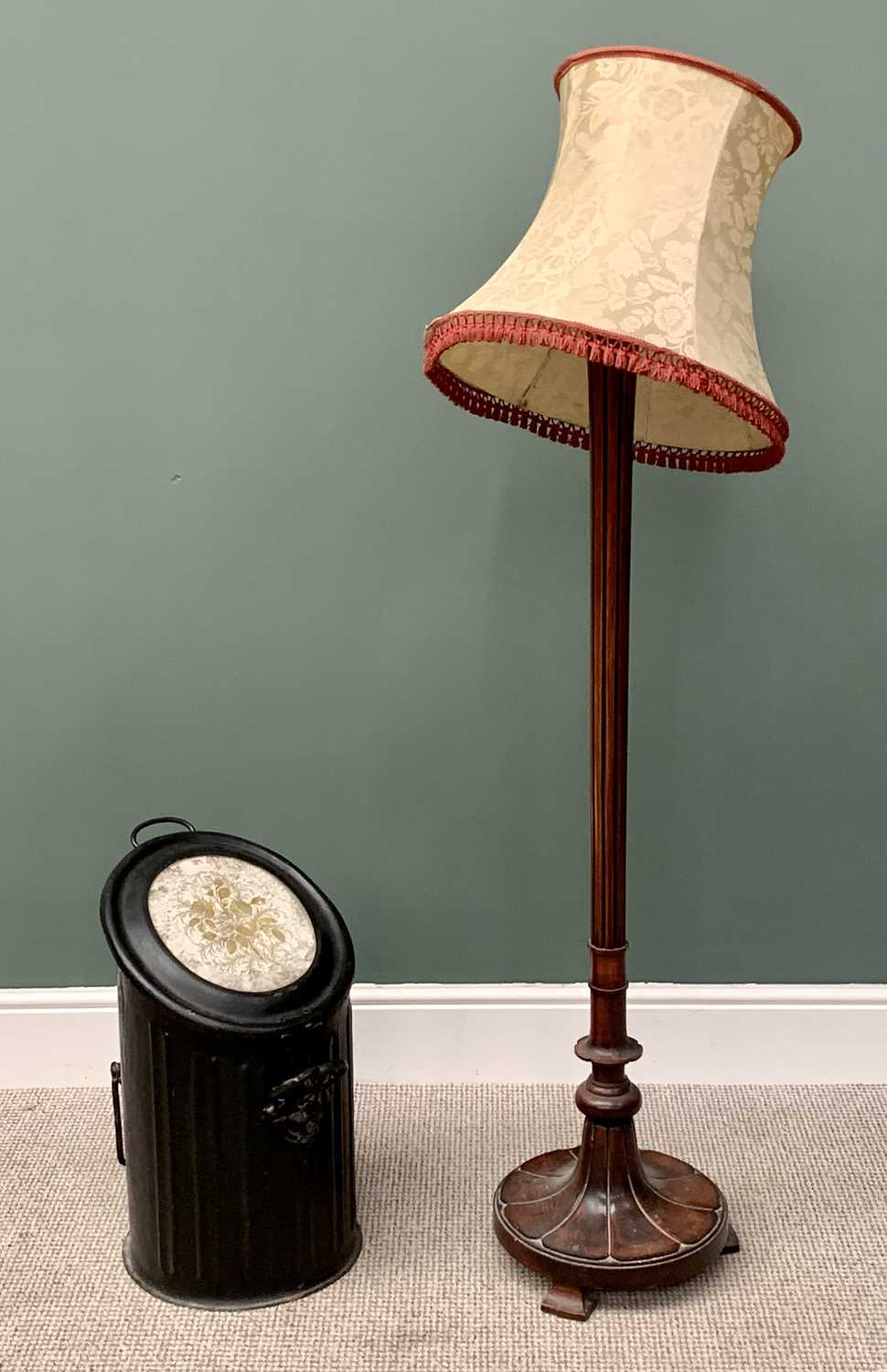 FURNITURE PARCEL - Victorian Toleware coal scuttle of rectangular form, the hinged cover having - Image 2 of 5