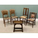 FURNITURE PARCEL - two beech framed bedroom chairs, two other bedroom chairs and a reproduction