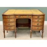 CIRCA 1900 INLAID MAHOGANY PARTNERS DESK - the top with inset leather skiver and moulded edge, one